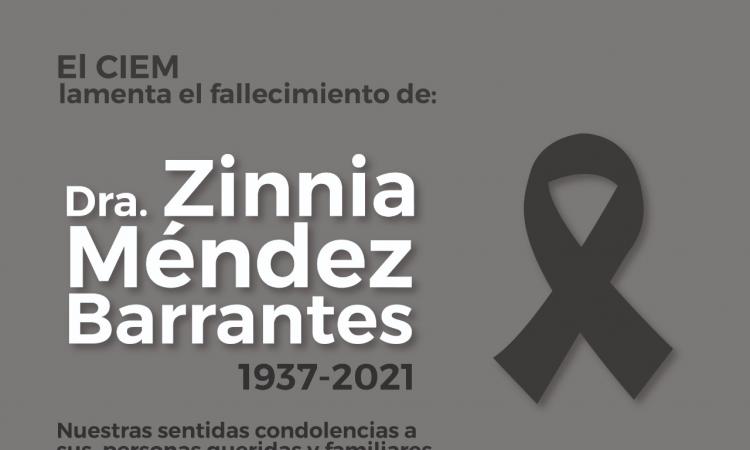 Nota luctuosa por la muerte de la Dra. Zinnia Méndez